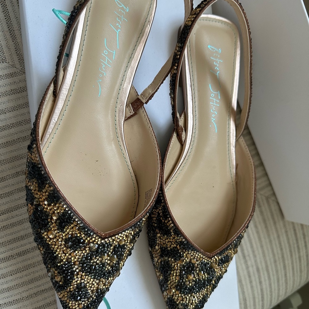 Betsey Johnson Leopard Print Slingback Heels